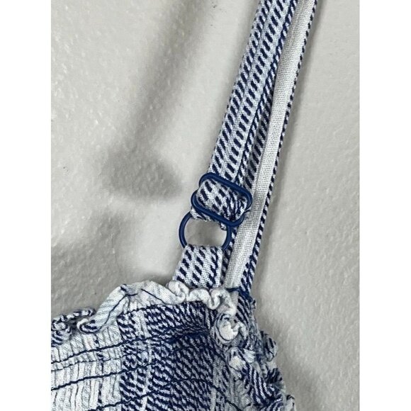 Torrid Top Women 14 Blue Tank White Striped Peplum Retro Boho Western Concert - Picture 7 of 11